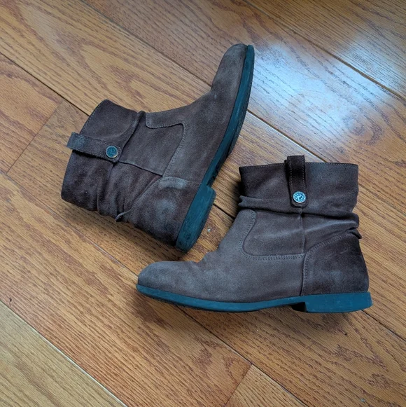 Birkenstock Sarnia Slouch Ankle Boot Brown Leather 38/W7 - Picture 1 of 6